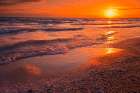 Canada-Ontario-Sandbanks Provincial Park-Waves on Lake Ontario beach at sunset Art Print